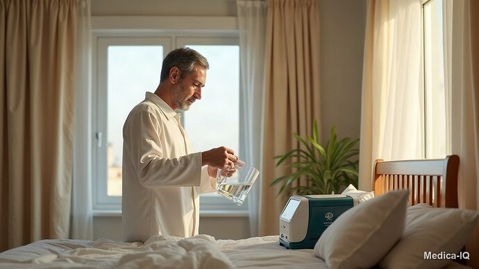 صورة توضيحية: جهاز CPAP للسفر والماء المقطر